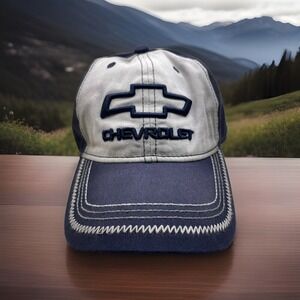 Chevy Washed Canvas Men's Hat Navy One Size Adjustable New Cap Hat